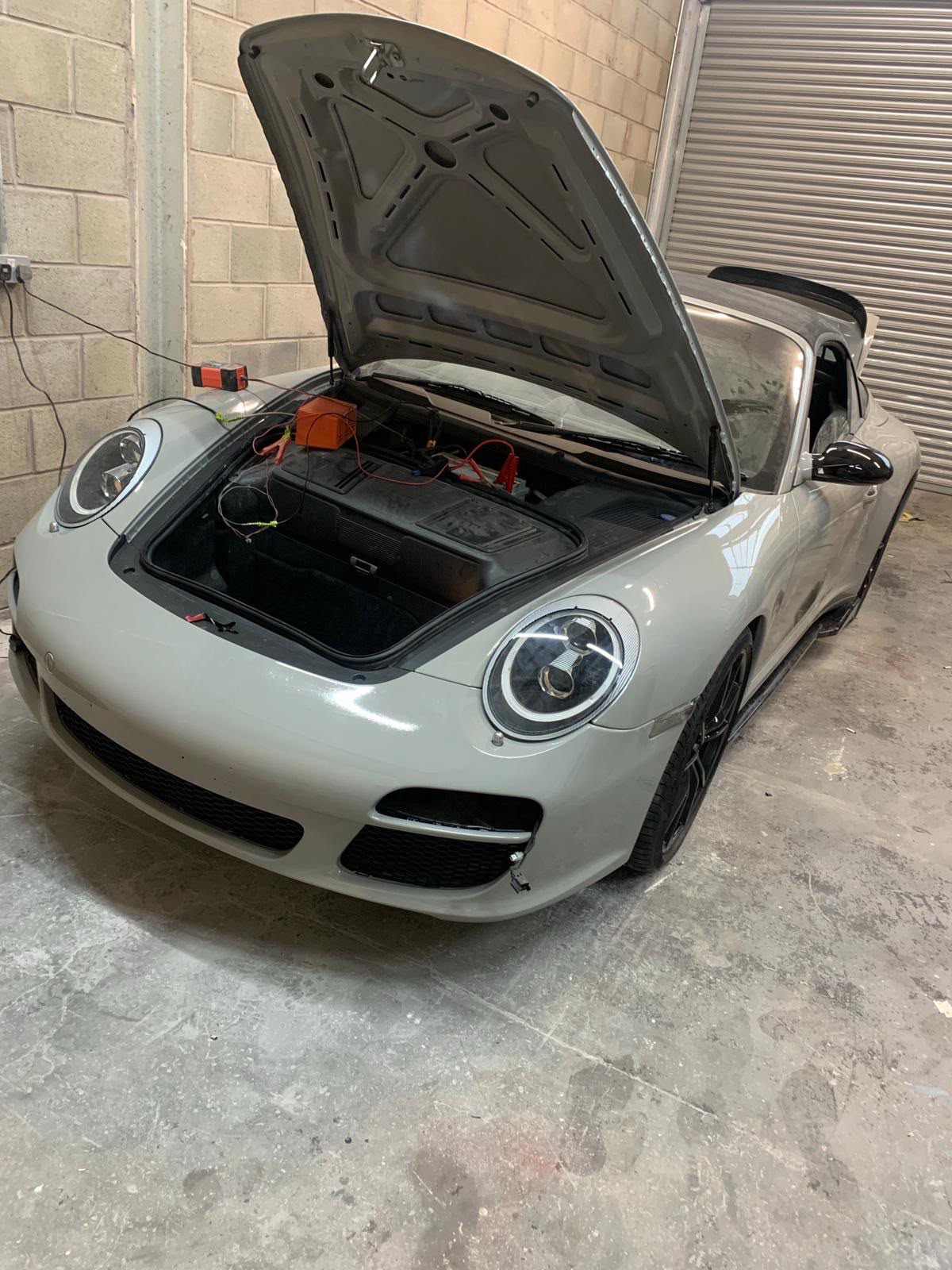 Porsche 911 in for bodywork