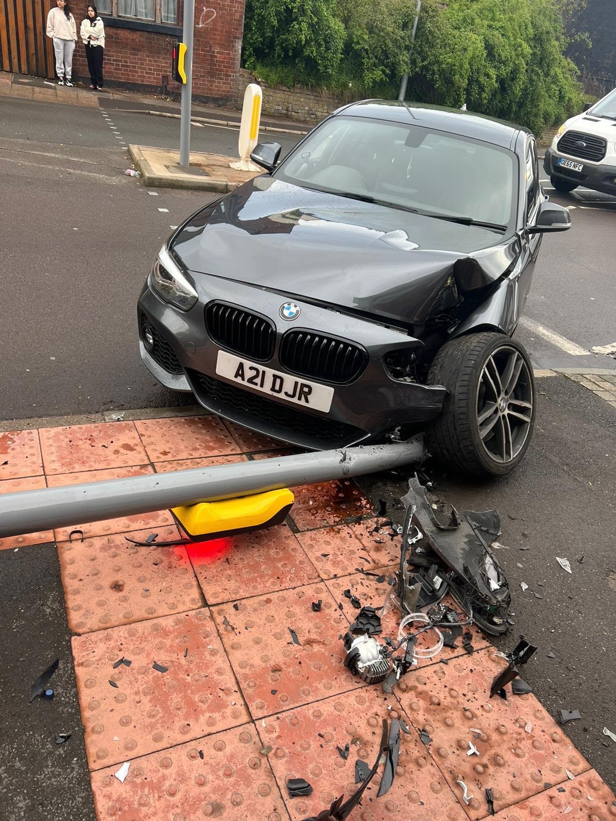 Collision damage in for repair